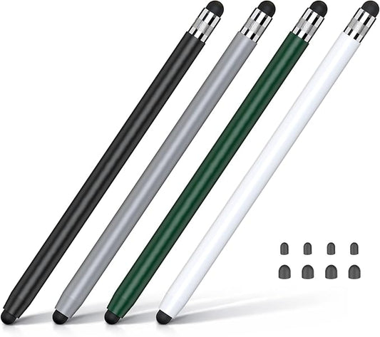 HATOKU 4 Packs Stylus Pen for Apple iPad & Touchscreen Devices (Black & White), Dual Tip Rubber, No Bluetooth/No Charging, High Sensitivity Capacitive Magnetic Pencil for iPad iPhone Android Tablets