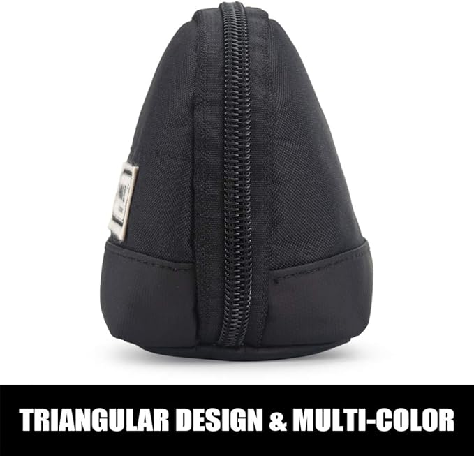 Sooez Wide-Opening Pencil Pen Case, Lightweight & Spacious Pencil Pouch Zipper Stationery Bag, Aesthetic Supply with Triangular Design for Adults, Black