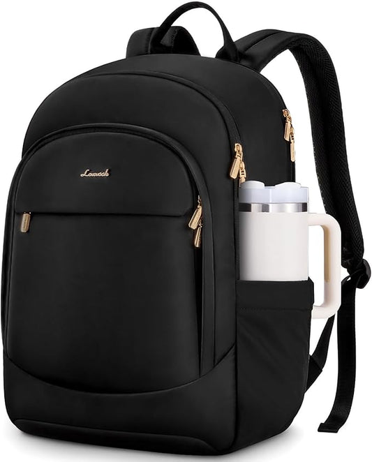 LOVEVOOK Laptop Backpack for Women, 15.6 Inch Work Backpack Purse, Large Capacity Stylish Daypack, Business Computer Bag, Travel Backpack for College, Black