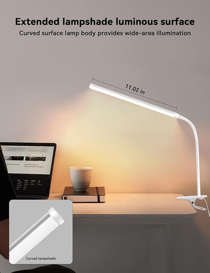 2 Pack LED Desk Lamp with Clamp, Desk Lamps for Home Office Three Colors Dimming, Computer Desk Monitor Light Bar Curved, Clip on Reading Accessories Lighting, Work from Home Essentials