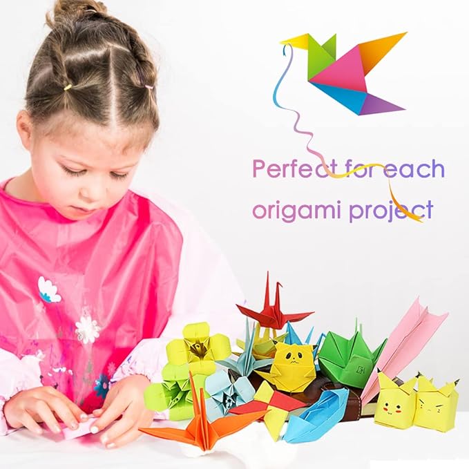 Origami Paper, Pack of 200 Sheets - 20 Vivid Colors - Double Sided - 6 Inch Square, Easy Fold Paper for Kids Adult Beginners Training Arts & Crafts Projects.