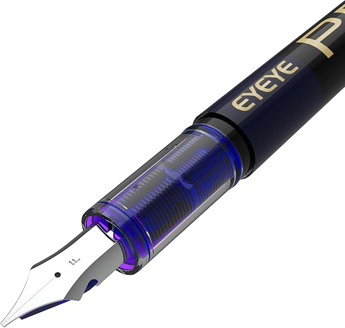 EYEYE Disposable Fountain Pens Fine Point, 4 Black 4 Blue Fountain Pens for Writing, Stainless Steel Nib, Smooth Writing for Journaling, Drafting, Sketching, Doodling & Office Supplies