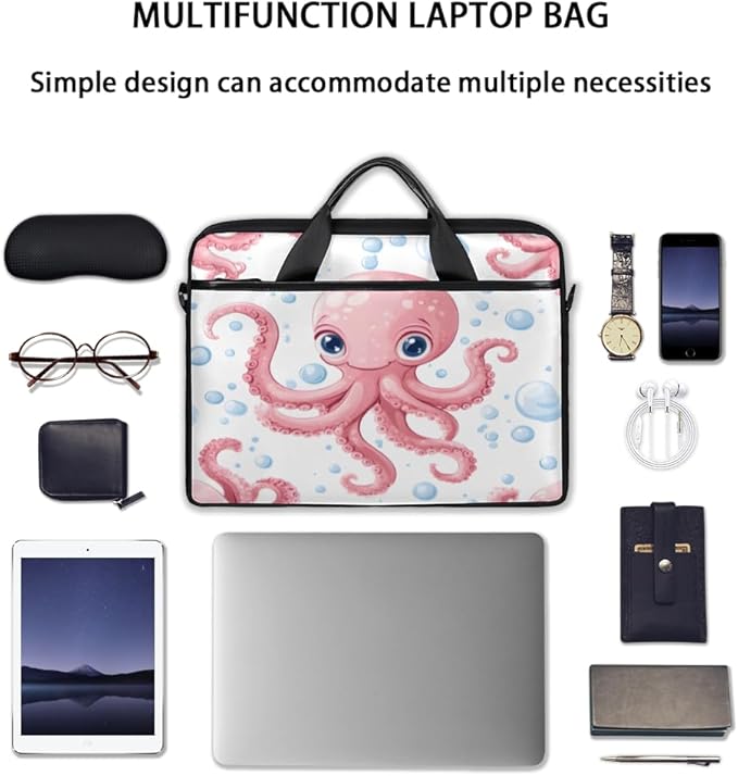Pink Octopus Laptop Sleeve Case for 13-15 inch Computer Bag Protective Laptop Handle Bag for Women Men