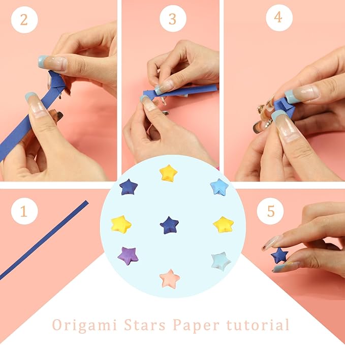 300 Sheets Luminous Origami Star Paper Strips 18 Different Styles Glow in the Dark Lucky Paper Stars Strips for DIY Handmade Crafts