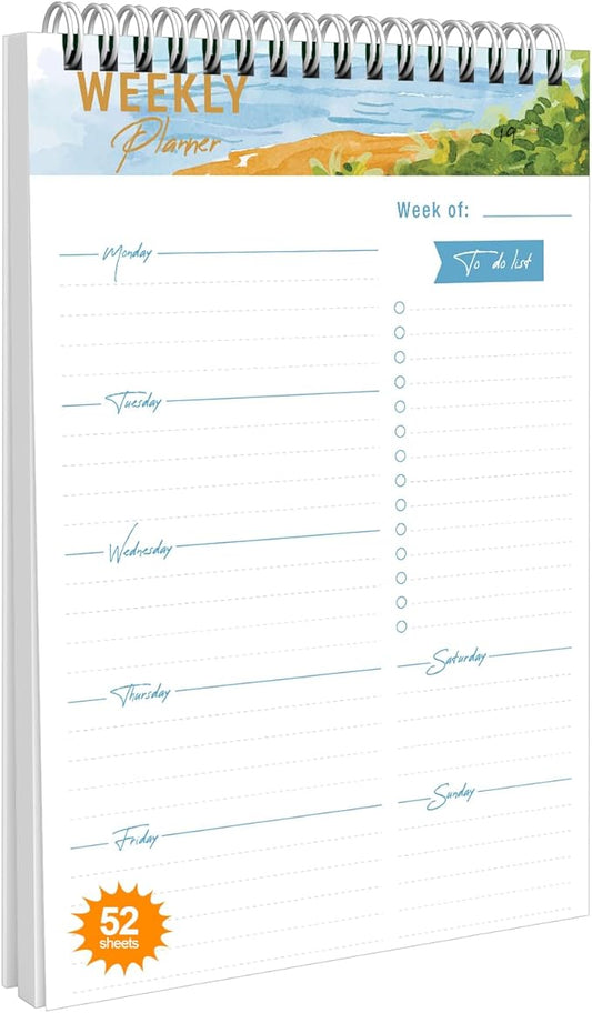 Weekly Planner Notebook, To Do List Notepad with 52 Undated Sheets 6.9"×9.8" - Weekly Organizer for Women & Man, Work, Study, and Daily Life, B5-LB
