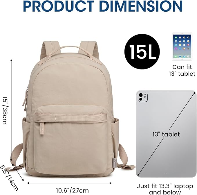 G4Free Small Backpack for Women, lightweight Daypacks for Travel School | Water-resistant Nylon Backpack, fits 13.3" laptop, Multi-pockets, Trolley strap, Comfy padded straps