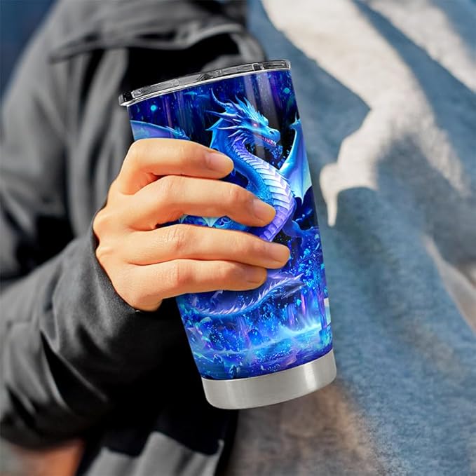 Dragon Tumbler 20oz Stainless Steel Insulated Coffee Travel Mug Cup Dragon Gifts for Birthday Christmas Gift for Men Boy