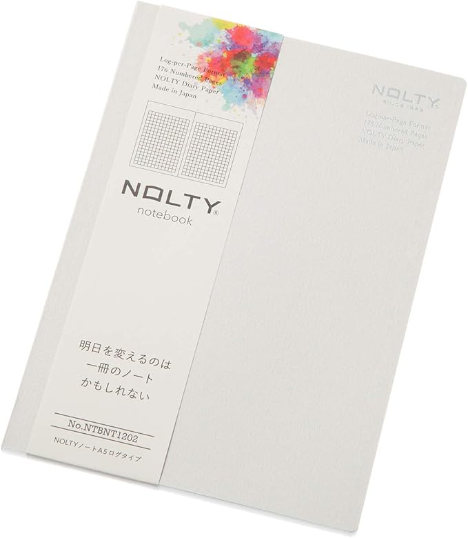 NOLTY Notebook, A5 Log Type, 3.5mm Grid, 176 Pages, Made in Japan, Gray, NTBNT1202
