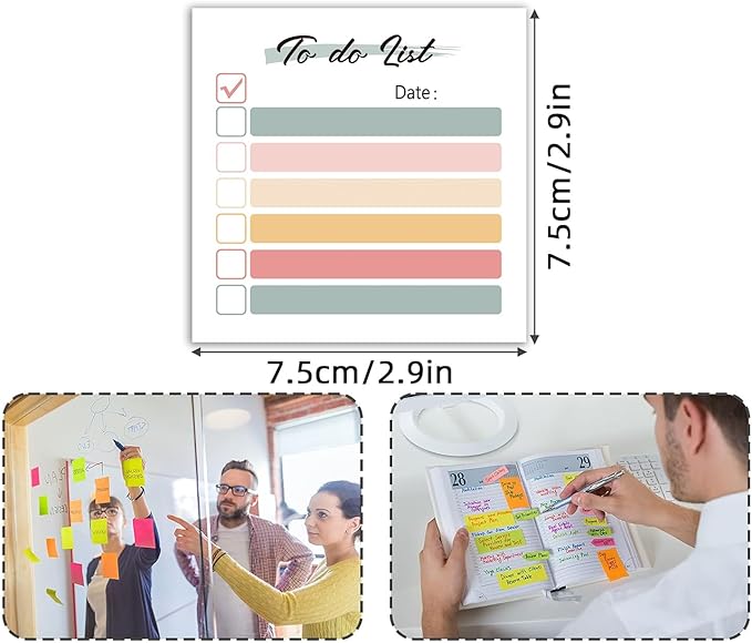 Soft Hue Check 4pcs/200Sheets 3x3 Sticky Notes Set, Vintage Memo Pads with High-Adhesive, Post Reusable Tearable it Notes for Journal Planners Office School Home, Bulk Retro Stationery Gift
