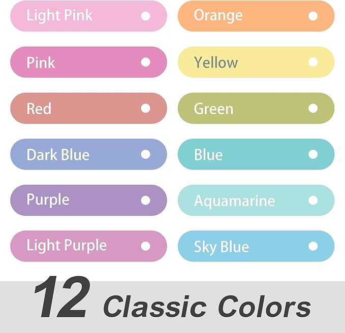 HANKU Aesthetic Highlighters Assorted Colors 12 Pack Dual Tip Highlighter Markers No Bleed Perfect for Bible and Bullet Journaling