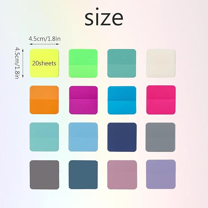 320PCS Transparent Sticky Notes - Colored Clear Sticky Note, Waterproof Translucent Color Memo Pad