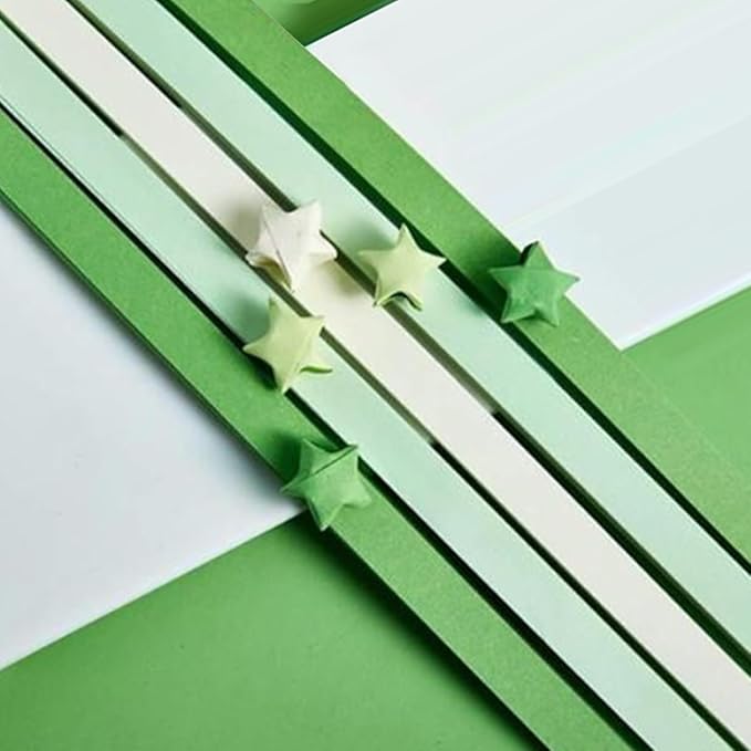 Origami Paper Stars, Colorful Handcraft Origami Lucky Star Paper DIY Paper Arts Creativity Hand Art Crafts(Green gradient 540 sheets)