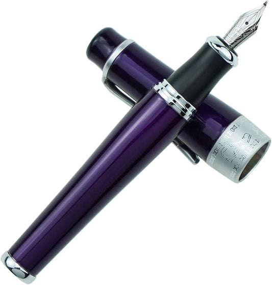 Asvine Luxury Purple Fountain Pen, Asian Calligraphy Bent Nib Fude Pen Fine to Broad Point by Duke Charlie Chaplin