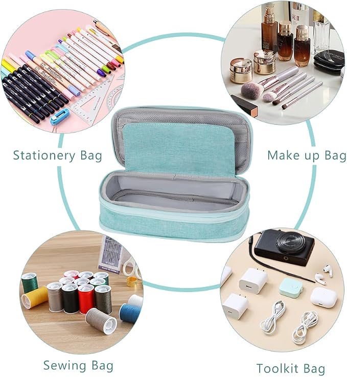 iSuperb Foldable Pencil Case Zipper Big Capacity Aesthetic Canvas Pencil Pouch Compartments Stationery Organizers Pen Bag for Kids Girls Boys Teen Child Student School Supplies Makeup Bags (Green)