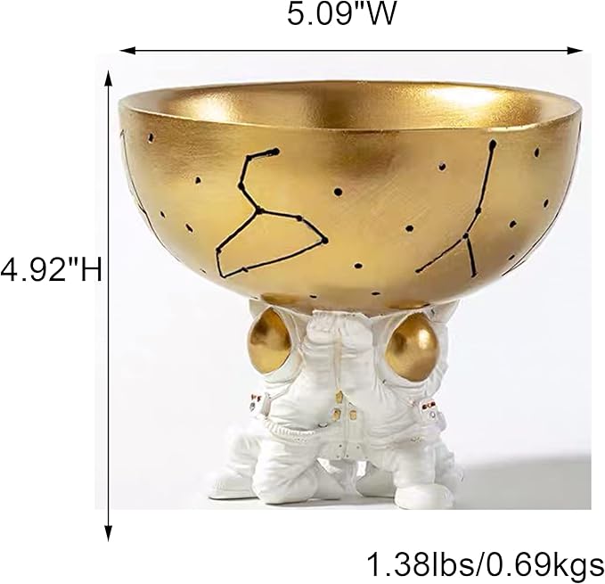Astronaut Decorative Bowl for Sundries, Spaceman Candy Bowl, Key Holder and Jewelry Storage Box, Astronaut Decor, Gifts for Spaceman Lover, Resin, 5.09" W