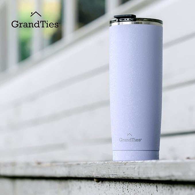 GRANDTIES Insulated Coffee Tumbler Cup w/Tritan Lid | Leak Proof, Reusable, Double Walled Vacuum Stainless Steel Travel Mug | Thermal Cups for Hot and Cold Drinks | 20oz | Sanctuary, Snowy Texture