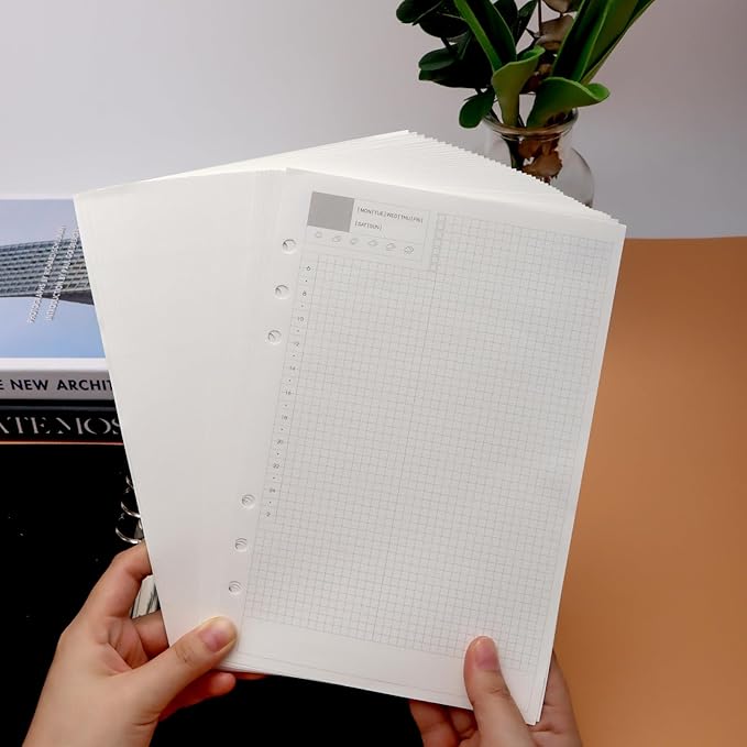 NatSumeBasics A5 Refills Paper 5" x 8" Undated Daily Binder Planner Inserts 90 Sheets 6 Holes Pocket Notebook Papers for Personal Travel Journal Diary (2 A5 Daily)
