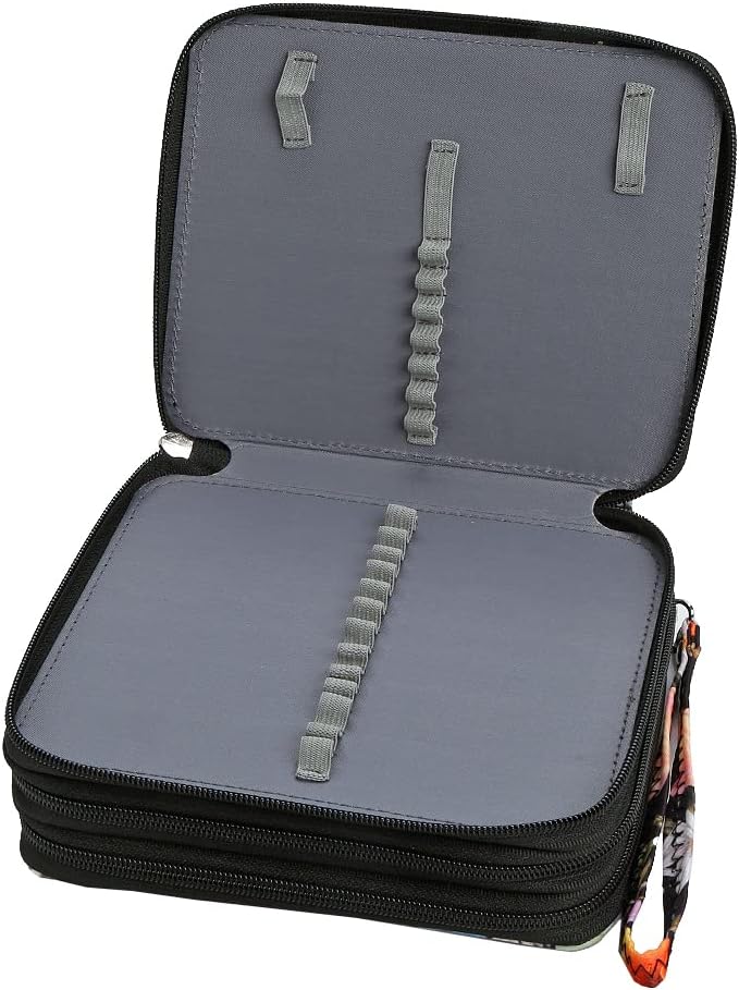 72 Slots Pencil Case Organizer w/Removal Handle Strap | 3-Layer Zipped Pencils Box Large for Colored Pencils Watercolor Pencils for Office and Travel for Artist