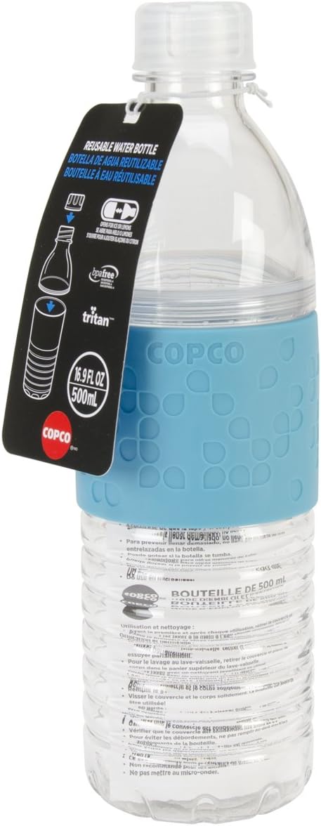 Copco Hydra 16.9 oz Water Bottle – Leak Proof, Tritan Durable, BPA Free, Dishwasher Safe, Twist Open Body for Ice & Easy Cleaning, Silicone Non-Slip Grip, Portable for Gym & Office (Light Blue)