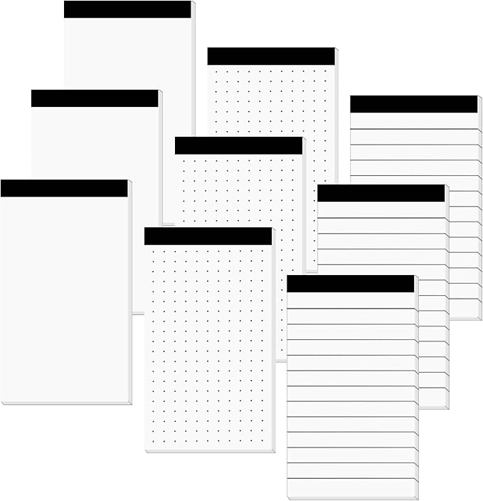 amassan 9 Pack 2.4 X 4 Inch Note Pad, Small Notepads For Work Grocery List Mini Notepad 60 Sheets Each