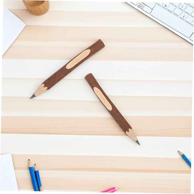 Hemoton 10pcs Wooden Ballpoint Pens 13cm Natural Tree Bark Texture Biodegradable Portable Writing Tools for Office School Daily Use