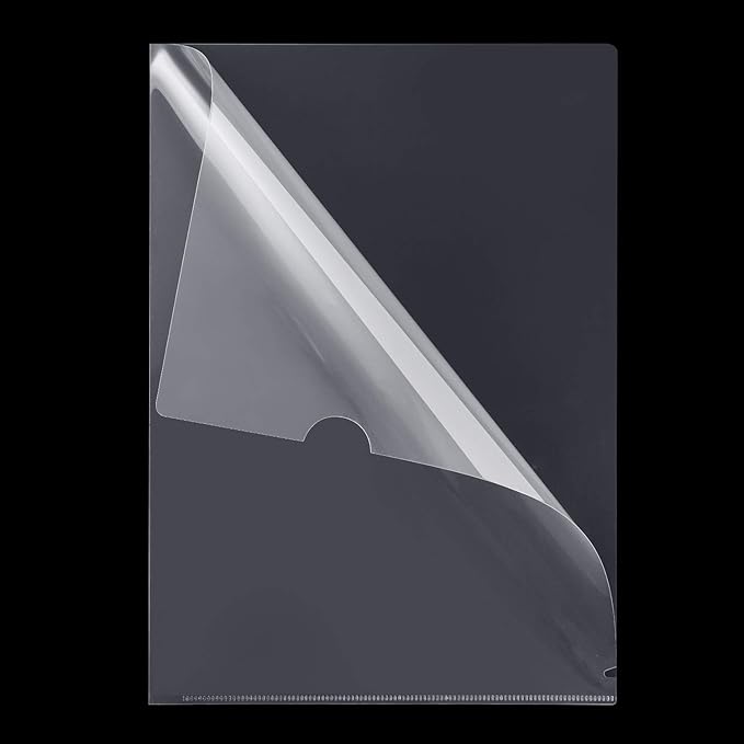 WOT I 48 Pack Plastic Clear Document Folders - L-Type Folders Copy Safe Project Pockets, for A4/ Letter Size Sheets, Transparent Color
