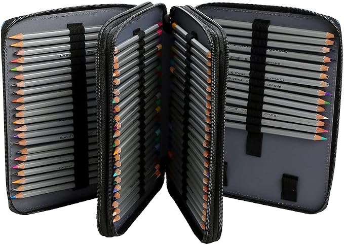 120 Slots Colored Pencil Case Organizer, 3 Layer Bag | Twill Oxford fabric,127 elastic loops,detachable handle,for travel, home storage,drawing tools,creative gifts