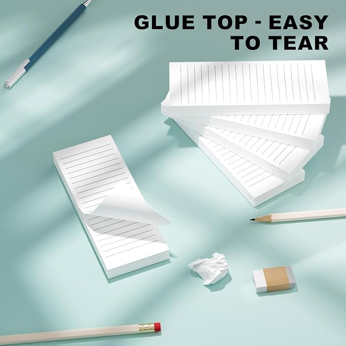 Magnetic Notepads Note Pads for Fridge with Full Magnet Back, 180 Sheets White Lined Refrigerator Notepad, 30 Sheets Per Pad for Grocery List, Shopping List, Office, Home, To-Do Lists & Memos