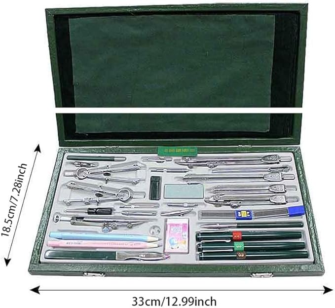 Mathematical Geometry Set 30 Piece Compass Set Math Geometry Tool Set with Lead Refill Protractor, Multifunctional for School Home and Office Tools Student Compass Set