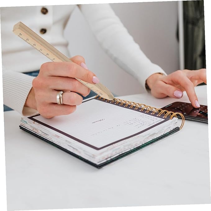 20pcs Black Wooden Ballpoint Pens with Ruler Printed Scale, Natural Biodegradable Carpenter Writing Pens for Technical Drawing and Woodwork Supplies