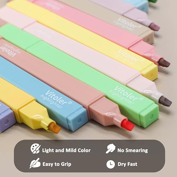 Vitoler 20Pcs Highlighters,Pastel Highlighters Set,Assorted Morandi Color Highlighter, Chisel Tip Bible Highlighter for School Office Supplies