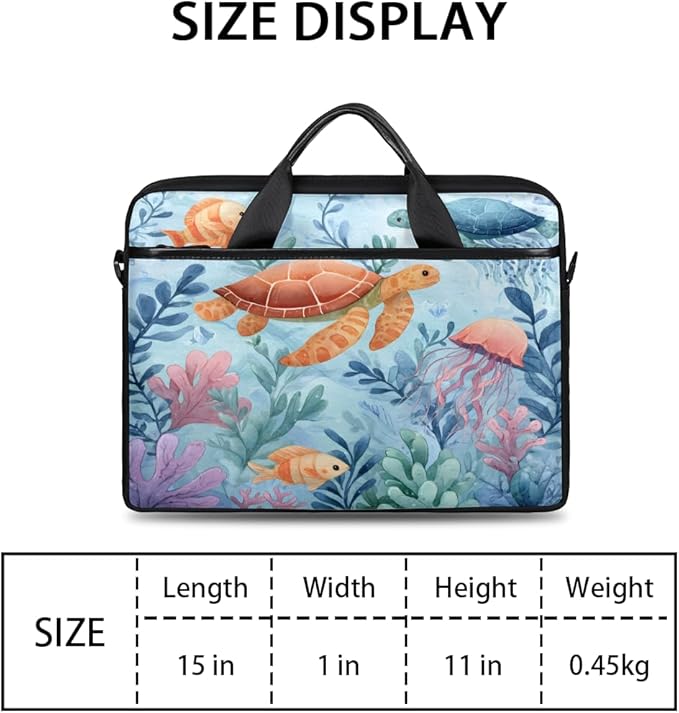 Tropical Sea Turtle Laptop Sleeve Case for 13-15 inch Computer Bag Protective Laptop Handle Bag for Women Men