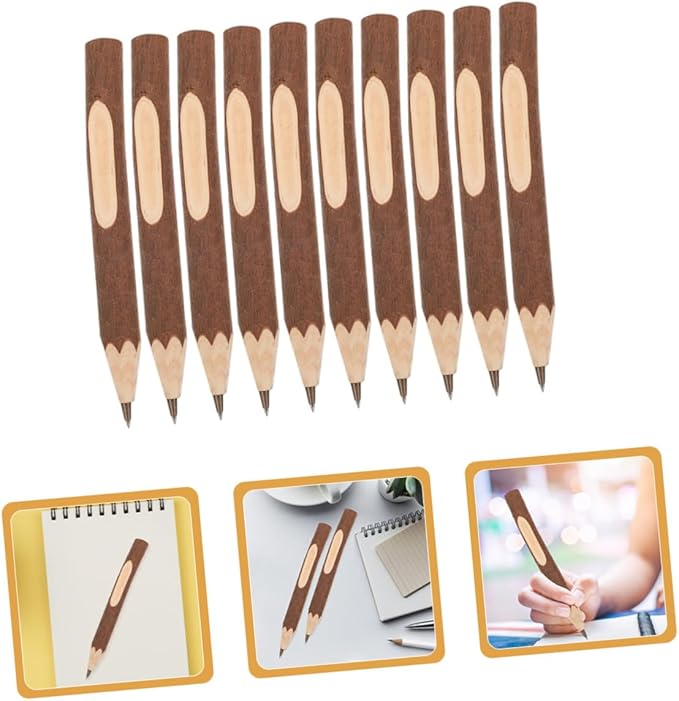 FUOYLOO Wood Ballpoint Pens 17cm Tree Bark Texture 10pcs Multi-function Writing Supply Portable Eco-friendly Biodegradable Office and School Use