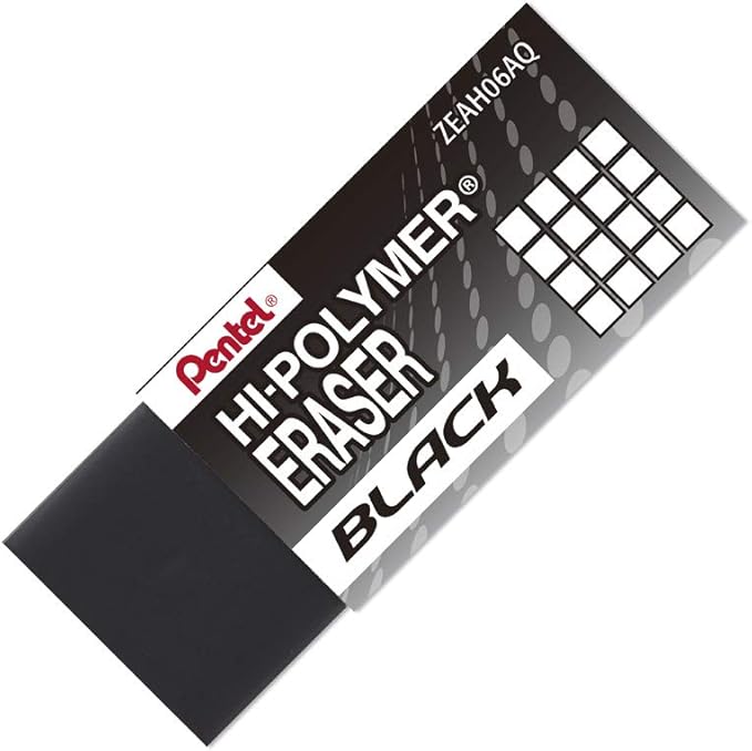 Pentel Hi-Polymer Block Eraser, Small Black 48 pack (ZEAH06A)