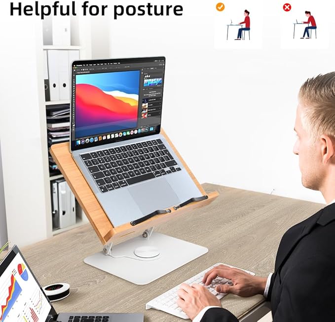Wishacc 360 Degree Adjustable Book Stand, Reading Holder with Rotating Base (13.2 x 9.2 inches)
