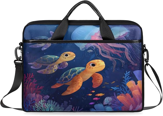 Cute Sea Turtle Laptop Sleeve Case for 13-15 inch Computer Bag Protective Laptop Handle Bag for Women Men
