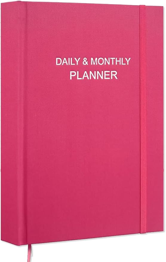 Daily & Monthly Planner for 2026 or Anytime - ADHD Planner Two Pages Per Day, Daily Planner Undated to Increase Focus, Eliminate Overwhelm, Achieve Your Biggest Goals, 5.8'' × 8.3'', Pink