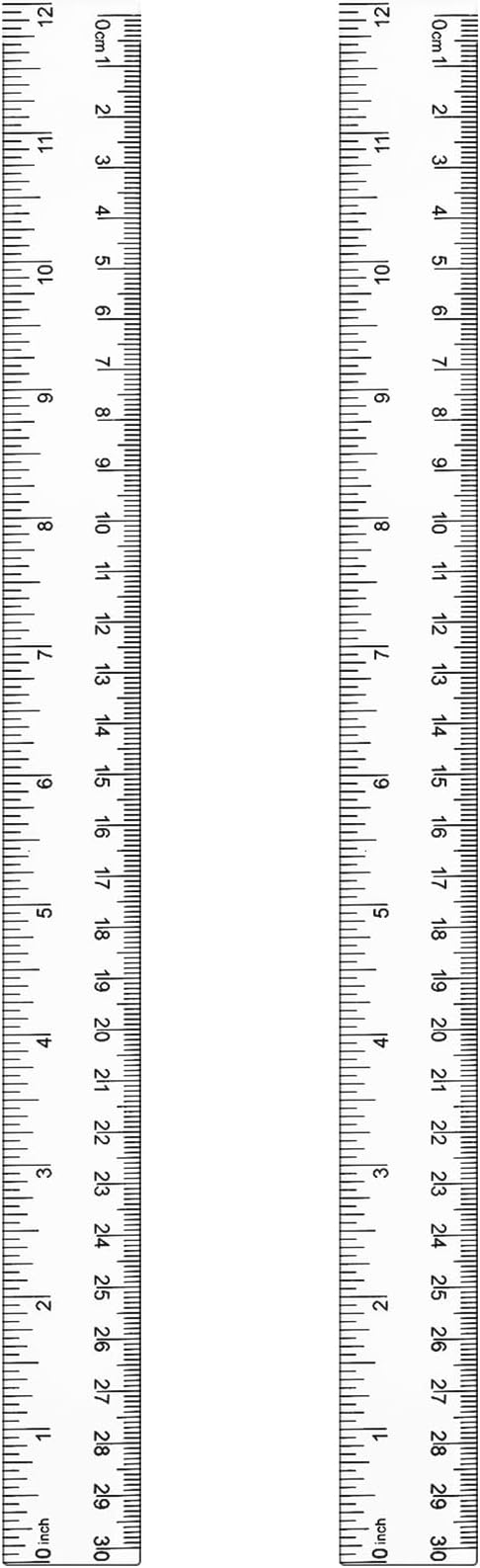 EBOOT 2 Pack Plastic Ruler Straight Ruler Plastic Measuring Tool for Student School Office(Clear,12 Inch)