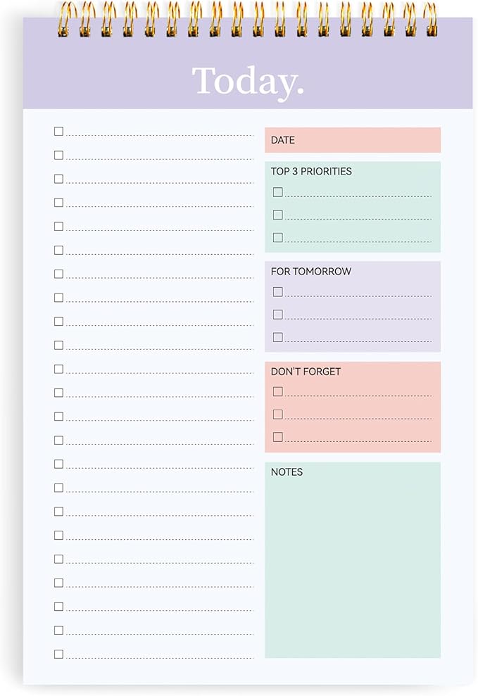 To Do List Notepad - To Do List Notebook for Work with 52 Sheets, 9.8" x 6.5", Undated Daily Planner Perfect for Daily Tasks and Goal Setting, Notepad Suitable for Office, Home & School - Pale Purple