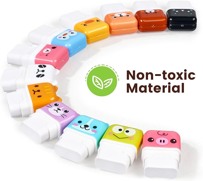 Sooez 12 Pack Pencil Erasers, Cute Erasers Pencil Eraser with Clean up Roller Pencil Eraser Shaving Roller Case Erasers for Party Favors Gift Supplies