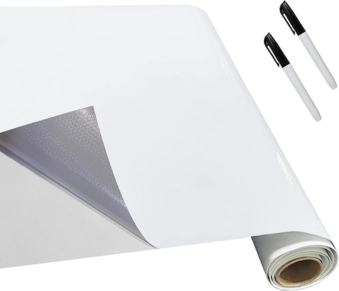 White Board Dry Erase-Whiteboard for Wall-Whiteboard Paper Peel Stick and Roll with 2 Dry Erase Markers-Adhesive Dry Erase Board for Office/Classroom/Fridge/Desk/Glass/Door(17.3''X78.7'' White)