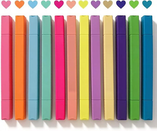 konket 12Pcs Dual Tip Highlighters, Pastel highlighters Quick Dry, Aesthetic Cute Markers, for Journaling Accessories School Supplies and Nurse Office (Macaron)