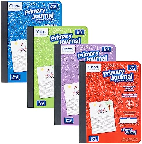 Mead Primary Journal Creative Story Tablet Composition Notebook, 7.5" x 9.75", Grades K-2, 100 Sheets, Assorted Colors (610051-ECM) (Pack of 12)
