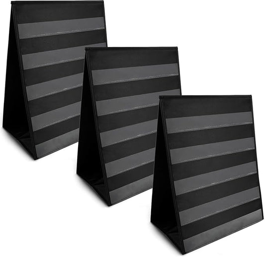 Essex Wares - 3 Pack - 13" Wide x 17" Tall Tabletop Pocket Chart, Black - Double Sided with 5 Straps Each - Reusable Pocket Chart Stand for Classroom - Easy to Use, Foldable Tabletop Chart Stand