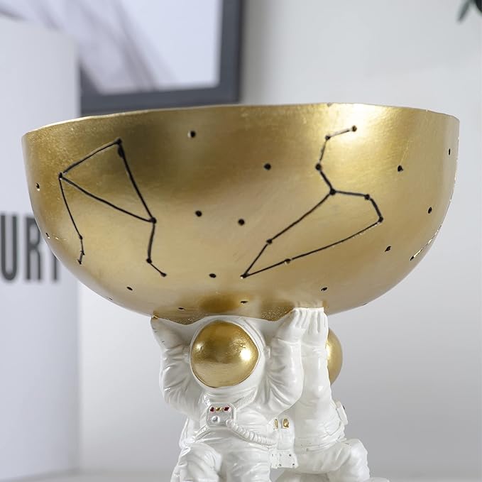 Astronaut Decorative Bowl for Sundries, Spaceman Candy Bowl, Key Holder and Jewelry Storage Box, Astronaut Decor, Gifts for Spaceman Lover, Resin, 5.09" W