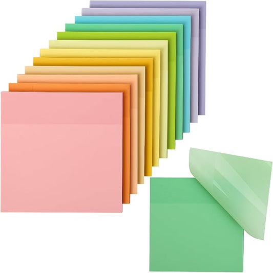 Mr. Pen- Transparent Sticky Notes, 3" x 3", 12 Pads, 600 Sheets, See Through Self-Adhesive Notes for Bible Journaling and Studying, Water-Resistant, Easy to Peel, Clean Removal
