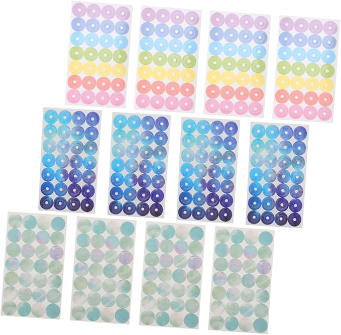 STOBOK 12sheets Adhesive Hole Reinforcement Sticker Labels of Tear-Resistant Circles for Loose-Leaf Paper Repair for School Office and Home Use