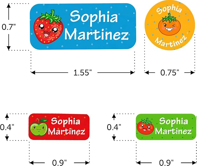 Waterproof Custom Name Stickers (135 Labels) - Personalized Daycare Labels for Clothing, Water Bottles, Lunch Boxes & School Supplies - Ideal for Camp & Daycare - No-Iron (Tomatoes)
