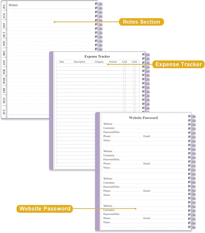 Planner 2026-2027 - Academic Planner from July 2026 to June 2027, Weekly & Monthly Planners Spiral Bound with 12-Month Tabs, Inner Pocket, 8.5" x 11", Purple