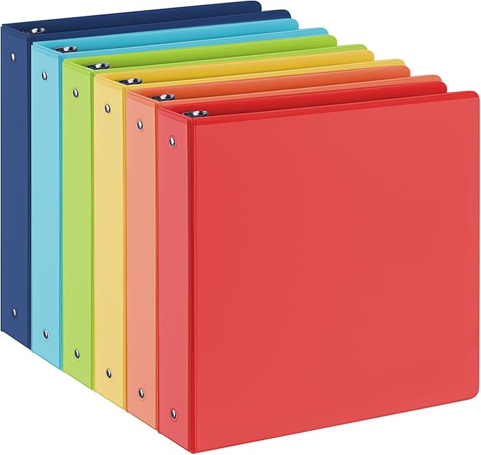 SUIN 1.5-Inch 3-Ring Binders with 2 Interior Pockets, Premium Clear View Presentation Binder Holds 325 Sheets Letter Size, Office School Home,6 Pack